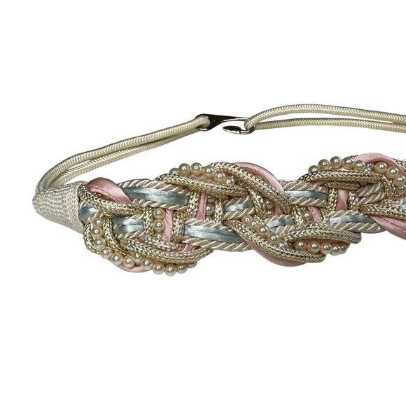 Vintage Braided Leather Belt Brown Cord Western Cottagecore Boho 80s Sz M - Picture 4 of 7